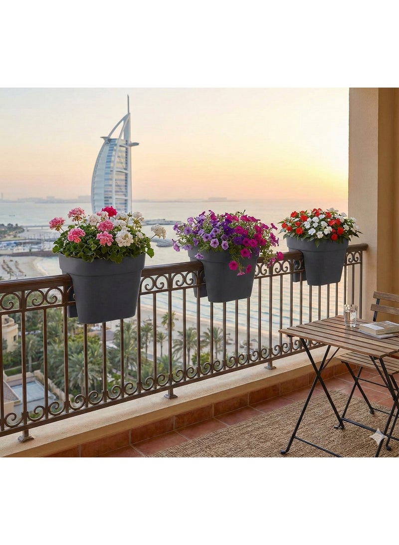 IDEL Self Hanging Flower Planter Pot PBACK – Balcony & Garden Pots with Adjustable Hooks and Self Watering – Durable Premium Hanging Planters – Made in Italy (Anthracite, 30cm) - Image 4